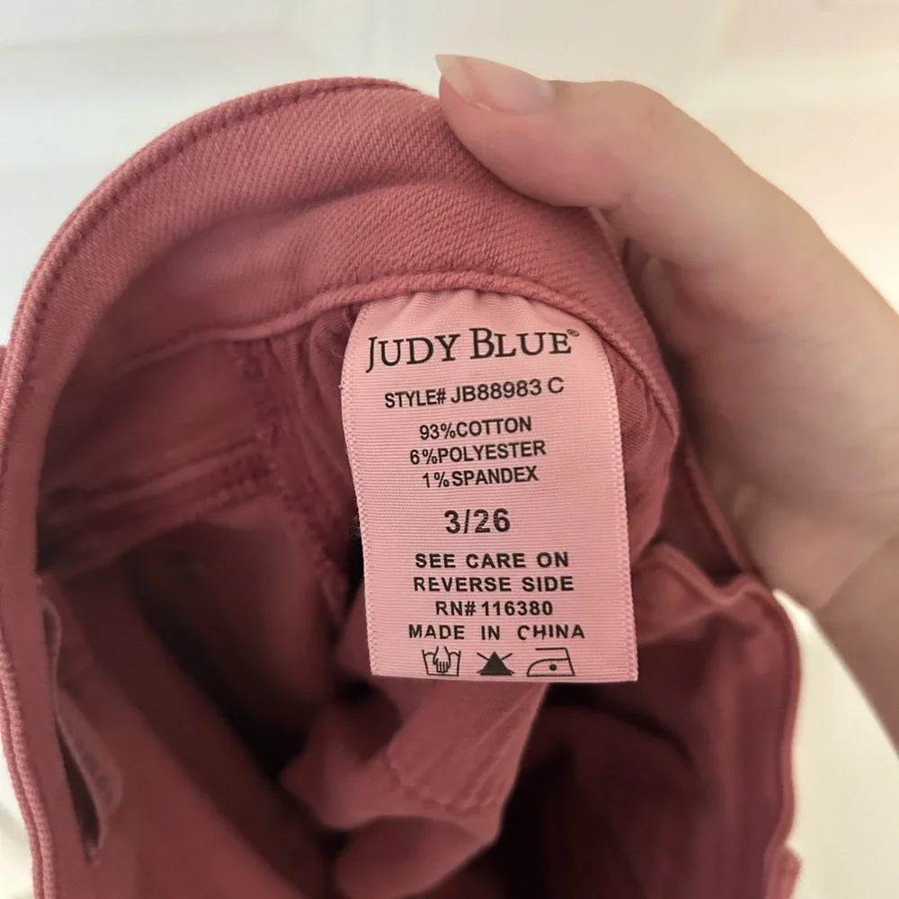 Judy Blue High Waist Garment Dyed Rose Crop Wide Leg Jeans - Picture 6 of 6